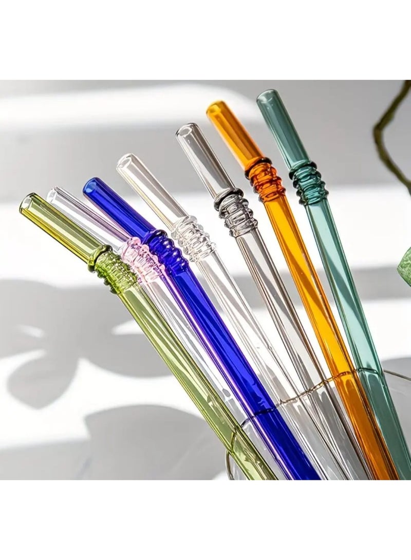 LDQ 5pcs Colorful Borosilicate Glass Straws Set with Cleaning Brush – Reusable Heat-Resistant Drinking Straws (20cm) for Coffee, Juice & Beverages - Image 4